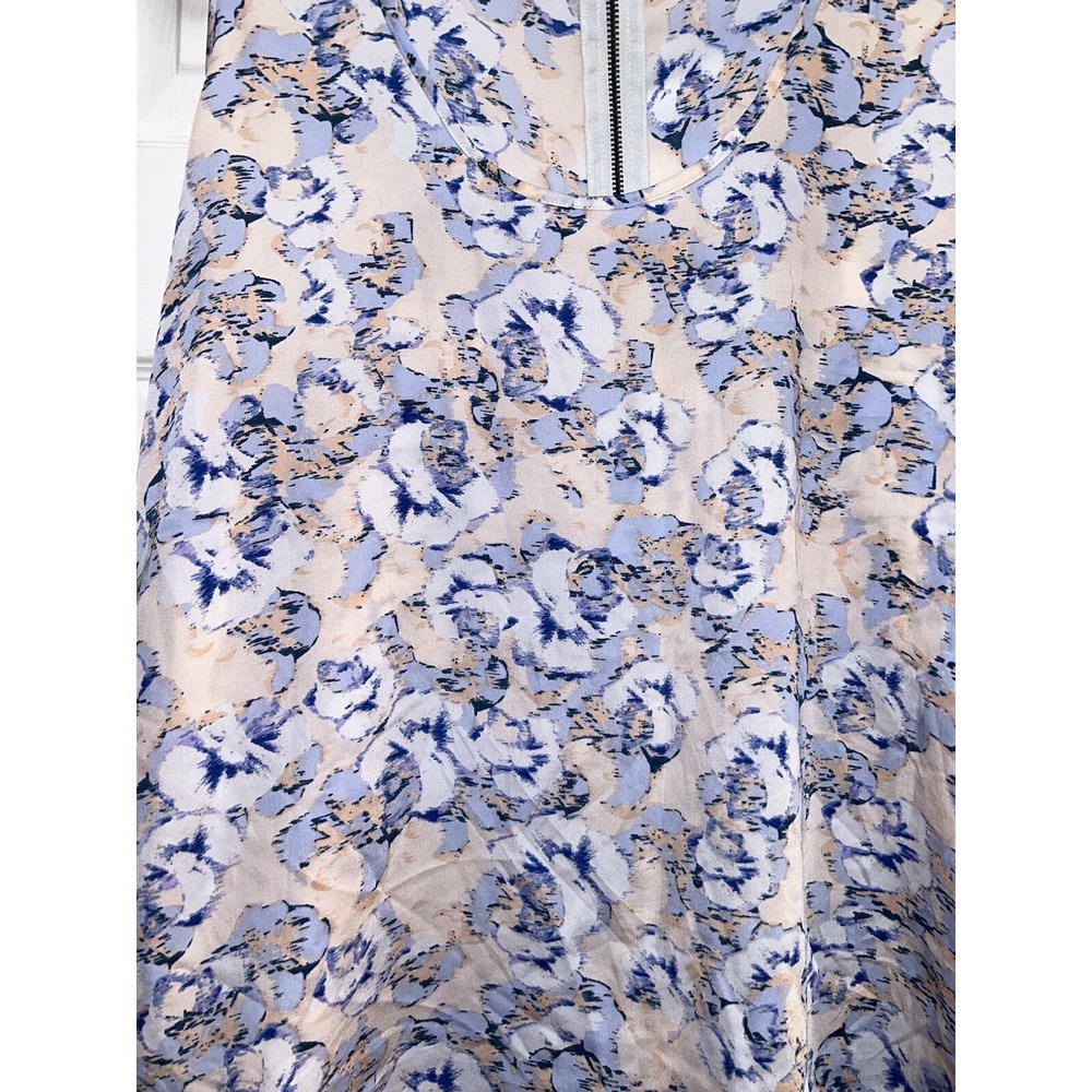 French Connection Sleeveless Blouse Ikat Roses Pout Peach‎ Blue Women's Size 2X - Picture 4 of 7